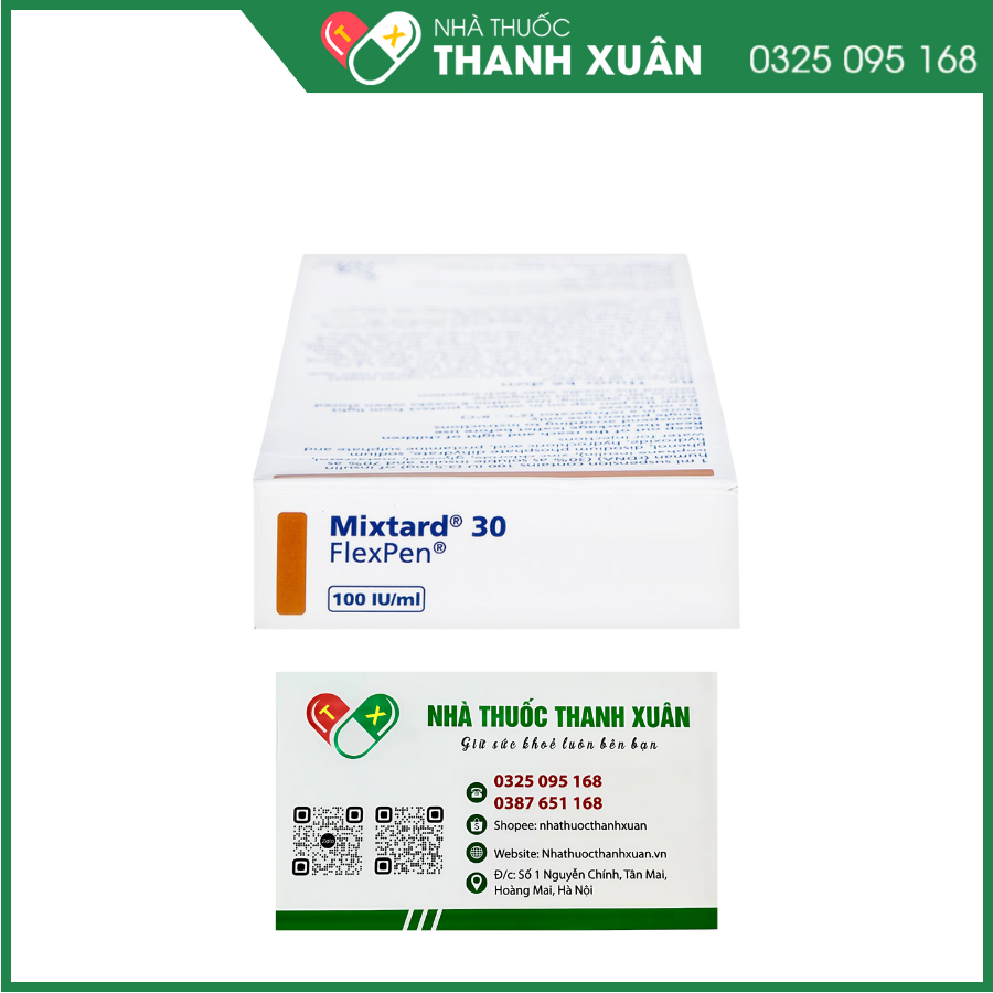 Bút tiêm Mixtard 30 Flexpen 100 IU/ml điều trị bệnh đái tháo đường